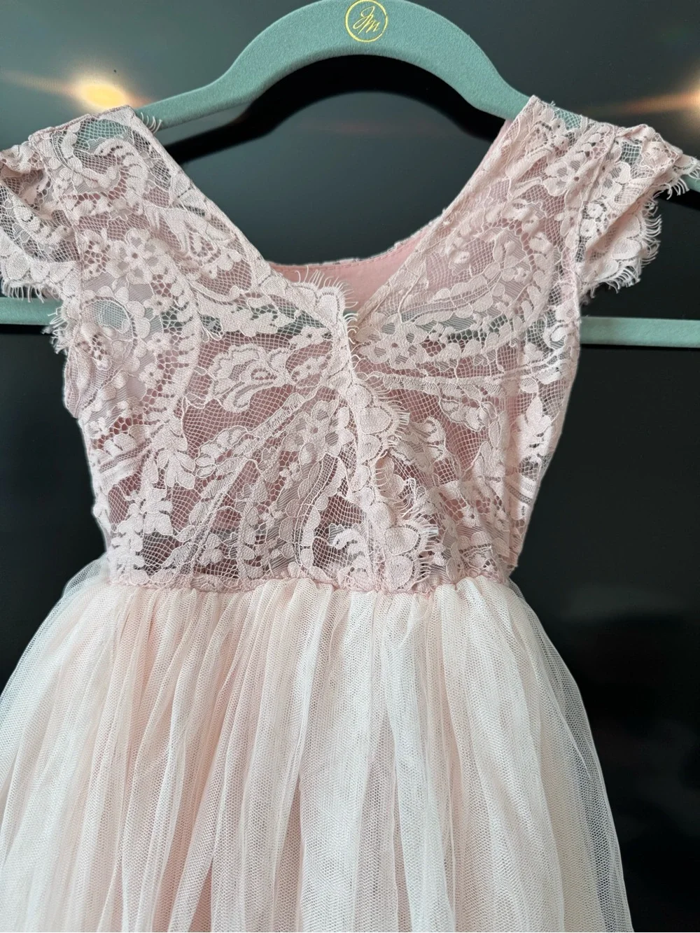 Girls' Lace & Tulle Party Dress - Blush Pink size 4T